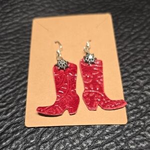 Elegant Red Boot Earrings